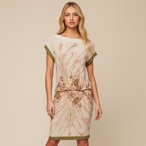 ROBERTO CAVALLI CLASS Runway Roses Snake Printed Jersey Long Dress IT 46 US 12